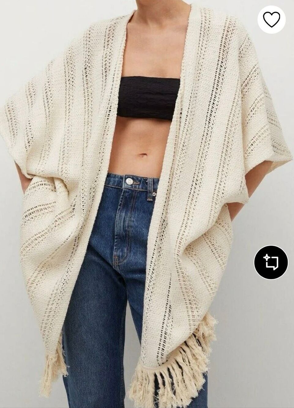 NWT MNG Mango knit open cardigan kimono xs/s oversized